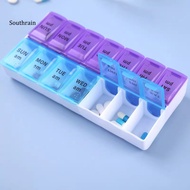 SOU Daily Pill Box Sturdy Pill Container 7 Day Weekly Am Pm Pill Organizer 14 Compartments Twice Med