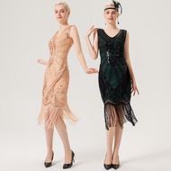 BABEYOND 1920s Flapper Sequin Dress V Neck Gatsby Dress Roaring 20s Sequin Beaded Dress Vintage Art Deco Dress