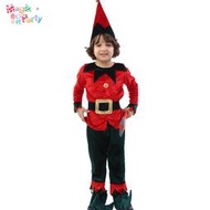萬聖節兒童演出服裝Cosplay表演衣服男童紅色小精靈小矮人套裝