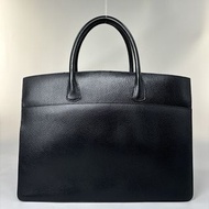 HERMES 白色巴士 GM Fjord 黑色全皮革手提包商務包男士公事包