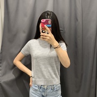 UNIQLO Xiao Rong Womens Worsted Merino Crew Neck Sweater Half Sleeve Air Conditioning Shirt Pullover