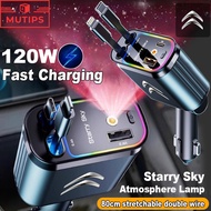 Citroen Car Charger USB Fast Charge Type-C/IOS Adapter Starry Sky Atmosphere Lamp Car Charging For c