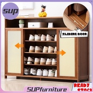 Furniture Anti-dust Bamboo Shoe Cabinet Rack with Breathable Two-Way Sliding Door Entry Shoe Cabinet Wooden Shoe Rack Shoe Rack 3odm MD8