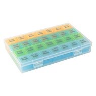Pill Cases Box Organizer 7 Days 28 Grids 4 Times One Day Portable Travel with Large Compartments for