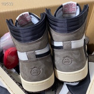 ✢❉【100%LJR Latest batch】world top quality Travis scott Air Jordan 1 TS Dark brown men's shoes size7.