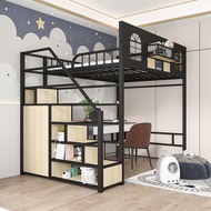Nordic wrought iron elevated sheets upper small apartment space-saving bed bed table loft compound children's loft bed