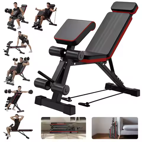 7-Level Foldable Weight Bench Fitness Workout Adjustable Extended Headrest Leg Extension Dumbbell Be