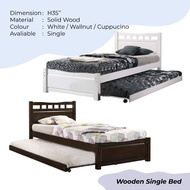 WOODEN BED / SINGLE BED / PULL OUT BED / BEDFRAME WITH PULL OUT / SOLID WOOD BED FRAME