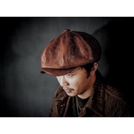 HEYOU – Full Veg-Tanned Leather Newsboy Cap Vegetable Tanned