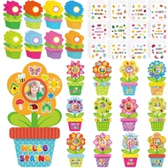 Pasimy 48 Set Spring Craft Kits for Kids DIY Picture Frame Craft with Stickers Spring Activities Flo