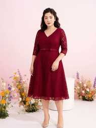 Dress Jumbo Lili LD120 CM Gaun Brokat Pesta Big size Baju Outfit Modis Kondangan Dan Natal Terbaru H
