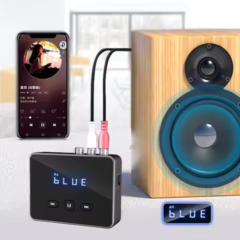 BT 5.4 Receiver Transmitter with RCA 3.5mm AUX & Display BT Audio Adapter Wireless Adapter for TV/Ca