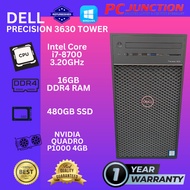 DELL PRECISION 3630 TOWER (INTEL CORE i7-8th GEN/16GB DDR4/480GB SSD/NVIDIA QUADRO P1000 4GB/WIN 10)