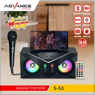 【READY STOCK】Advance Speaker Bluetooth portable S53 Free Mic Karaoke/Salon Aktif Radio Fm Box Music/Speaker Aktif Portable