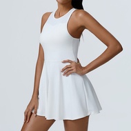 Jaga Linda 2025ชุดเดรสยาวแบบชิ้นเดียวสำหรับผู้หญิงชุดชุดเดรสนักเทนนิสโยคะแบบนู้ดระบายอากาศได้ดีมีแผ่