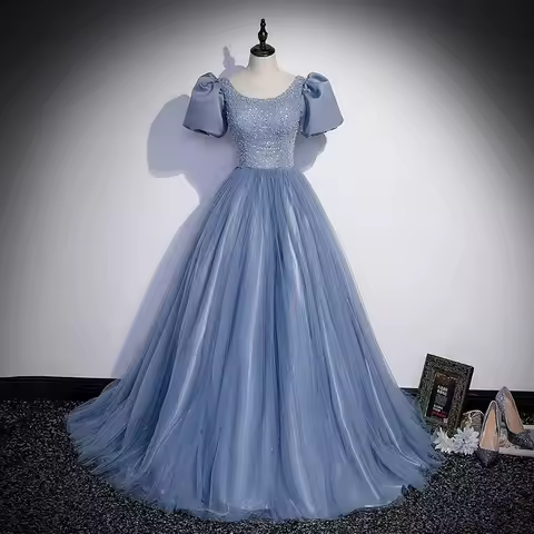 Customized Elegant Ball Gown Women Evening Dresses Sequins Backless Prom Birthday Party Dubai Gowns 