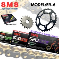 Kawasaki ER6 ER-6 ER 6 RK SMS 520 KRO2 Rivet Black Gold Chain Front 15T REAR 42T43T44T45T46T Rantai 