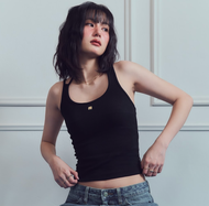 RUE RIRI Hailey Half Lace Top เสื้อสายเดี่ยวคล้องคอตกแต่งผ้าลูกไม้ซีทรูด้านหลัง