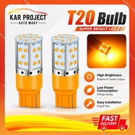 2 PCS T20 7440 Car LED Bulb Canbus For Car Turn Signal Light Amber/Yellow 600 Lumens