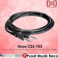 Hosa CSS-103 1/4 inch TRS to 1/4 inch TRS Balanced Interconnect Cable, 3 feet