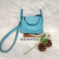 Hermes 愛馬仕 Mini Lindy 2代 7N糖果藍 Swift皮 内縫 W刻