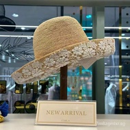 Japan ca4la Raffia Straw Hat for Women, Sun Protection, Embroidered, UV Resistant, Wide Brim, Foldab