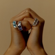 Sarr.rai, Mine Double Bling Ring Silver925, fresh water pearl, glass mable (Pre-order 7-14 Days)