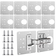 Cabinet Hinge Repair Plate - Heavy-Duty 9x9cm Steel Plate for Bathroom/Wardrobe Doors, 5 Pre-Drilled