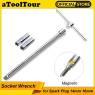 Car Spark Plug Socket Wrench Key with Extension Bar Long Reach Deep Adapter 14 16mm Install Replace 