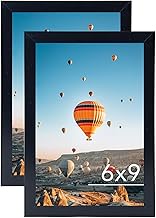 JCJMY 6x9 Picture Frame Set of 2 Black for Wall Hanging or Tabletop- Wall Mounting Horizontally or V