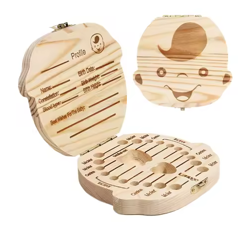 Baby Tooth Box Wooden Kids Milk Teeth Organizer Storage Boys Girls Baby Souvenirs Gifts Keepsakes Sp