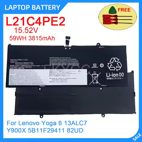 New Laptop Battery L21C4PE2 15.52V 59WH 3815mAh High Quality For Lenovo Yoga 6 13ALC7 Y900X 5B11F294