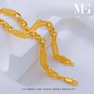 Merlin Goldsmith 22K 916 Gold Cylinder Link Chain Unisex Bracelet