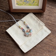 Colorful Enamel Long Necklace Lotus Lock Koi Pendant Sweater Chain Peace Lock Necklace