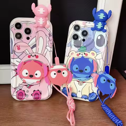 Disney Cute 3D cartoon Stitch with lanyard Protective Cover For Samsung Galaxy A50 A50S A51 A515F A5