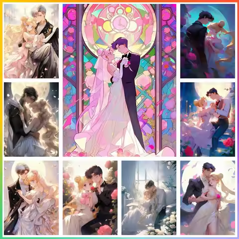 Anime Sailor Moons Girl Cartoon Romantic Love Diamond Painting Element Full Drill Cross Stitch Mosai
