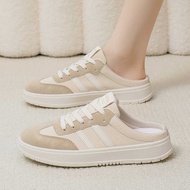 size35-40 leather Backless shoes Slip ons Causal shoes Mules for women student waterproof