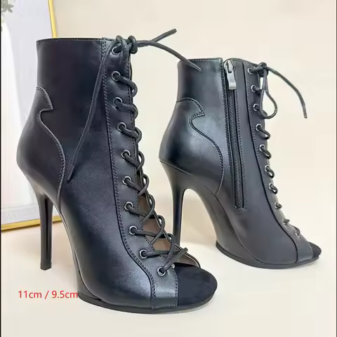 9.5cm & 11cm Platform Dance Heels In Stock PU Leather Stable Latin Ballroom Dance Shoes Rubber Sole 