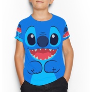 Lilo And Stitch New Tshirt Fullprint Polyester Jersey Casual T-Shirt for Children Aged 3 to 10 Years