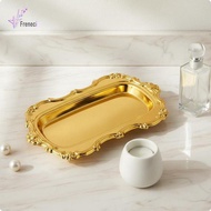 [freneci] Rectangular Cake Serving Tray Alloy Mirrored Surface Decorative Tray Tableware Accessory f