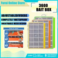 New Fish Bait Box Waterproof Fish Bait Box 3600 Fishing tackle box with Adjustable Partition