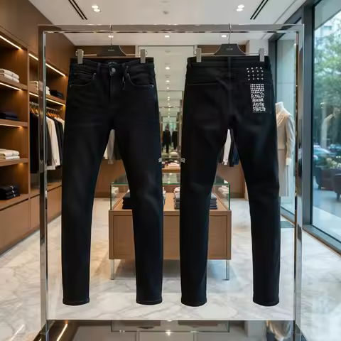 New Y2K Men Jeans Fashion Trends Ksubi Distressed Damaged Holes Embroidered Stretch Skinny Button Fl