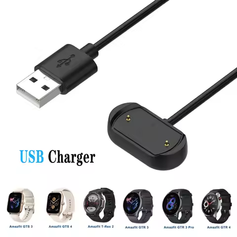100cm USB Charging Cable for Huami Amazfit GTS2 Mini/GTS2 2e/GTR2 2e/Bip U Pro/T-Rex Pro/Zepp E Smar