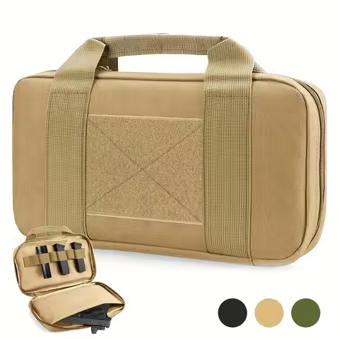 Tactical Pistol Gun Case,Airsoft Pistol Pouch， Padded Handgun bag Double Pistol Wallet Rectangle Han