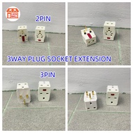 1 to 3 way UNIVERSAL PLUG EXTENSION THREE SLOT , 3 SLOT = 3Pin 2Pin .  tambah 3 pluk E-SAFE multi plug converter socket