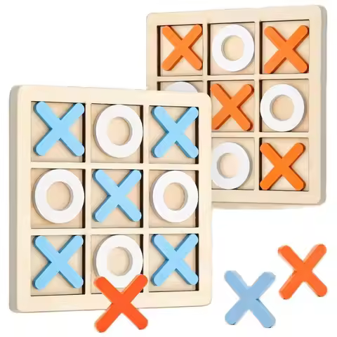 Montessori XO Chess Jigsaw Puzzle 3D Geometric Shapes Board Games For Kids Children Educational Wood
