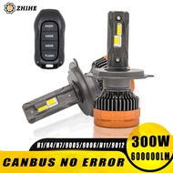 300W H4 H7 H11 Tri-Color LED Headlights with Remote Dual Projector Lens & Cooling Fan 9005 9006 Cars