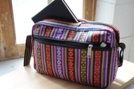 繽紛民族圖騰棉質斜背包 輕便包 側背包 肩背包 旅行包-南美洲色