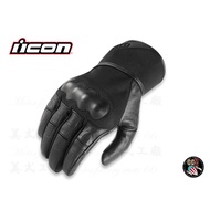 < American Factory > ICON TARMAC Breathable Leather Gloves Waterproof Touch D3O Protective Armor Bla