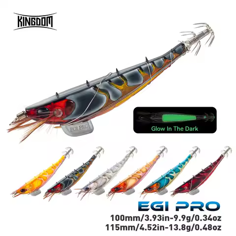 Kingdom Fishing Lure Bandag EGI Pro Artificial Bait 100mm 115mm Sinking Luminous Squid Jig Octopus C